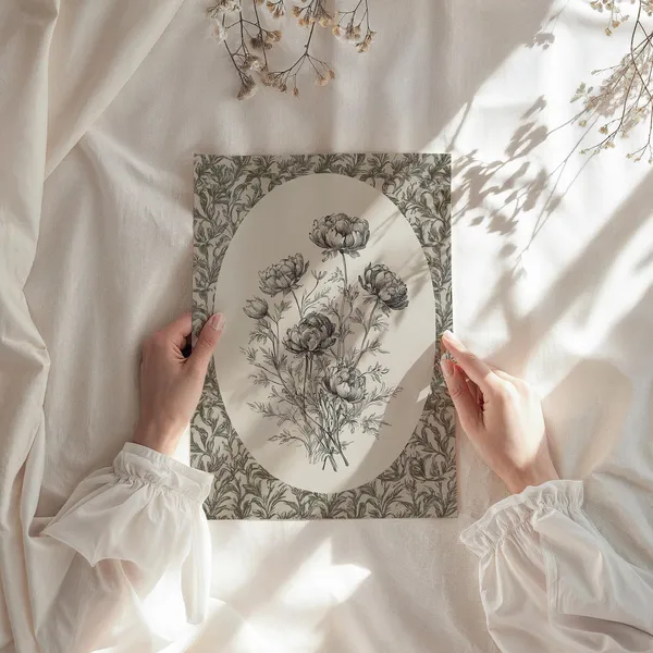 Floral Art Print, Vintage Neutral Nursery Decor