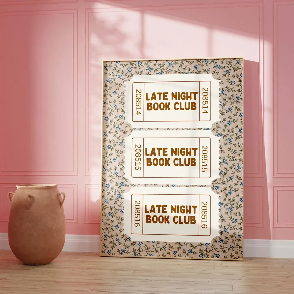 Late Night Book Club Vintage Ticket Art Print, Reading Nook - Image 5