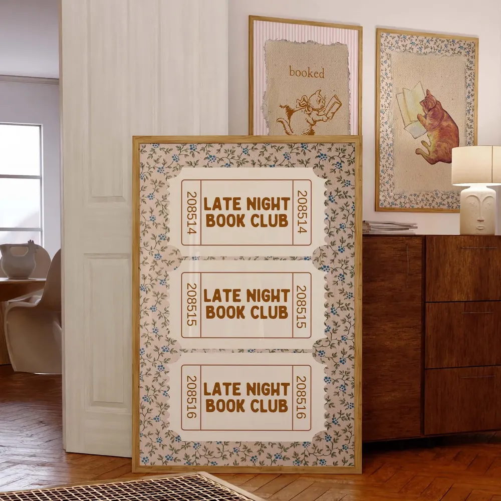 Late Night Book Club Vintage Ticket Art Print, Reading Nook - Image 2