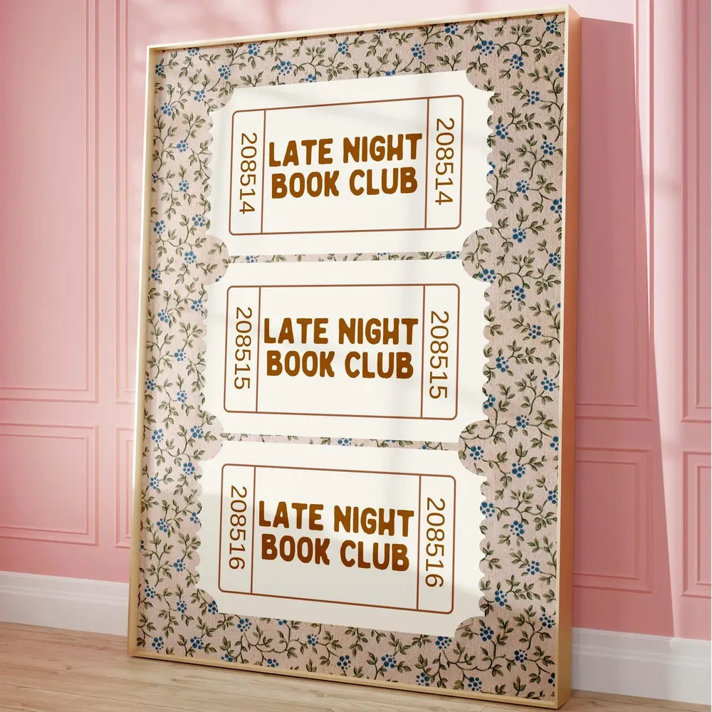Late Night Book Club Vintage Ticket Art Print, Reading Nook - Image 3