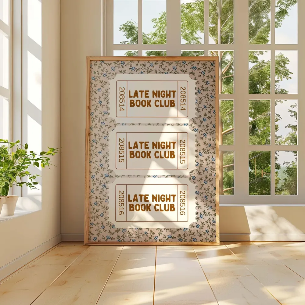 Late Night Book Club Vintage Ticket Art Print, Reading Nook - Image 4