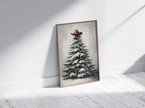 Western Christmas Tree, Christmas Decor Art Print