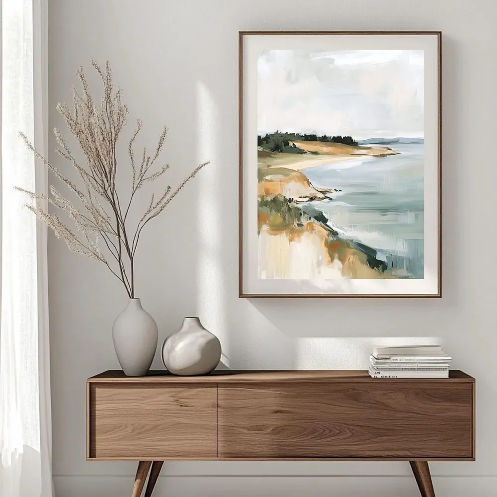 Vintage Beach Shoreline Art Print, Pastel Coastal - Image 2