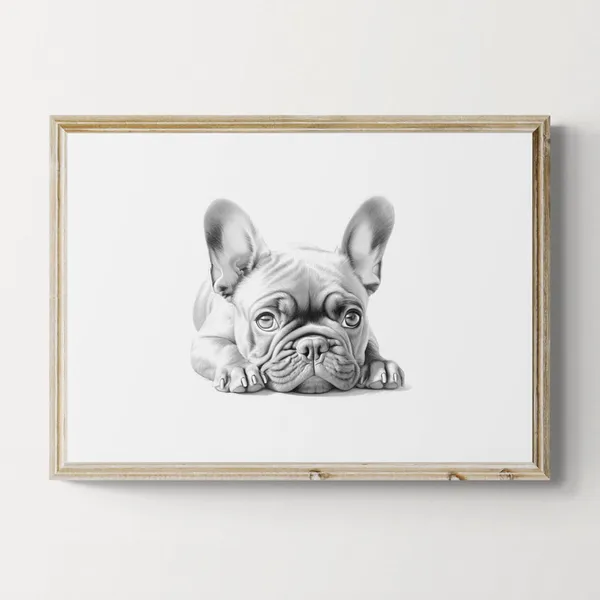 French Bulldog Vintage Dog Sketch, Farmhouse Art Print