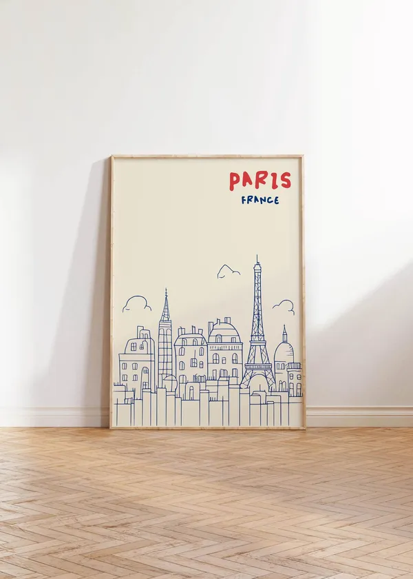 Paris Minimalist Eiffel Tower Cityscape Art Print
