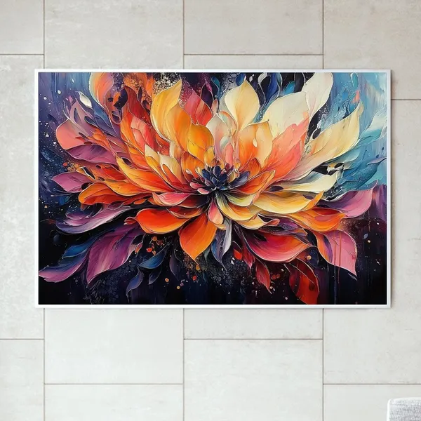 Abstract Flower Oil Painting, Bohemian Botanical Art Print