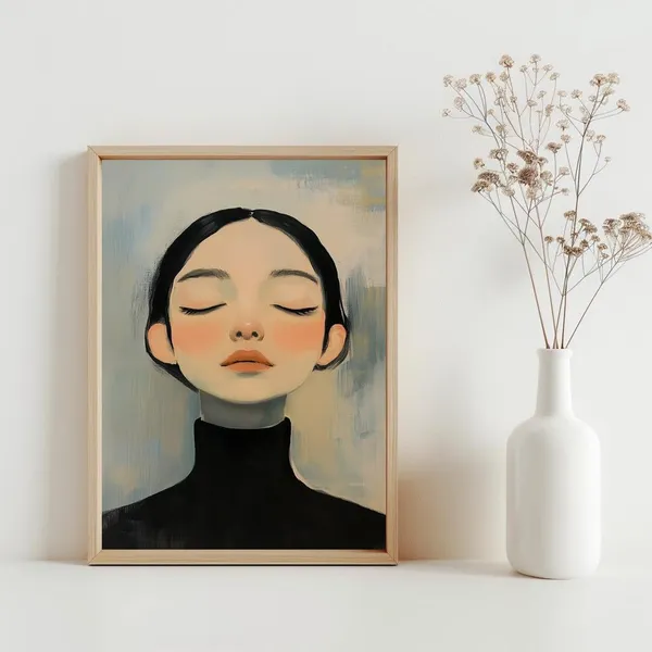Vintage Abstract Female Portrait, Cottage Core Art Print