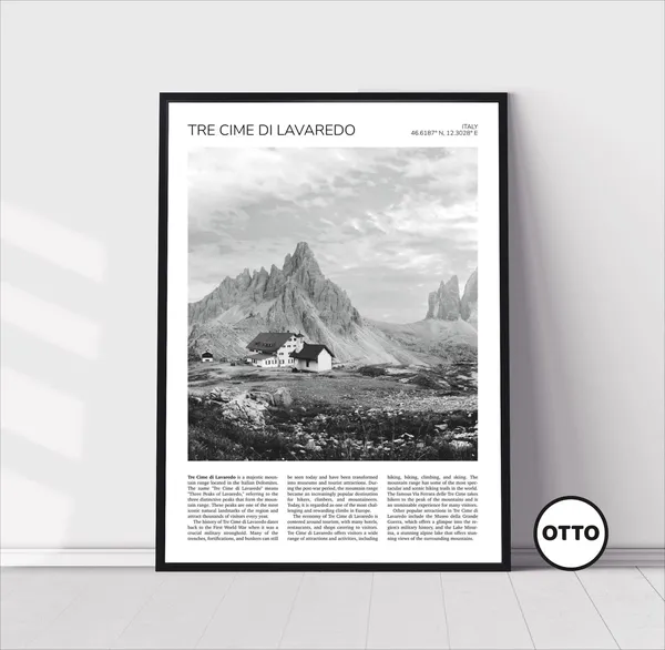 Tre Cime Di Lavaredo Travel Poster, Italy Dolomites