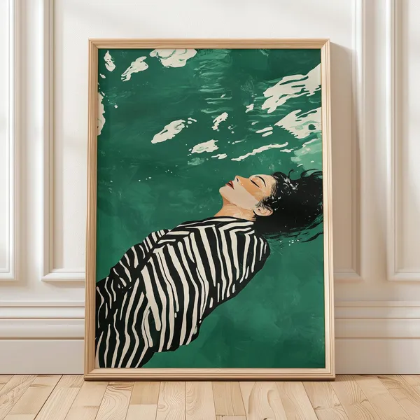 Emerald Green Abstract Woman, Minimalist Art Print