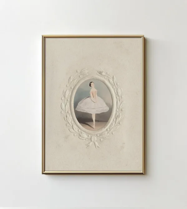 Antique Ballerina Art Print, Vintage Girls Nursery Decor