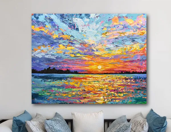 Ocean Sunset Painting Art Print