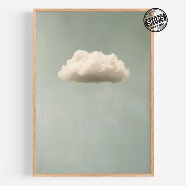 Minimalist Cloud Art Print, Neutral Sky Decor