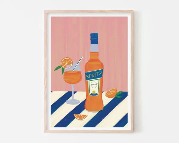 Aperol Spritz Art Print, Cocktail Still Life Poster