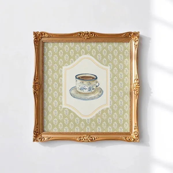 Vintage Coffee With Grandma Art Print, Kitchen Decor