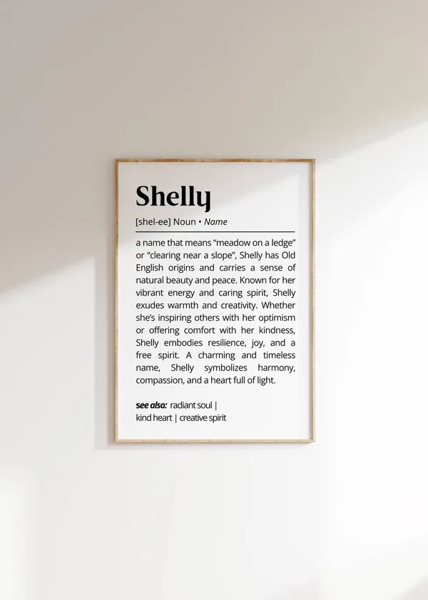 Shelly Name Definition Art Print, Minimalist Typography