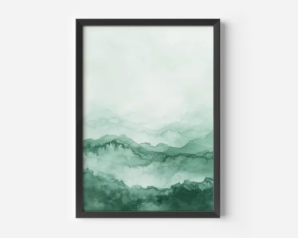 Green Watercolor Nature Art Print, Minimalist Decor