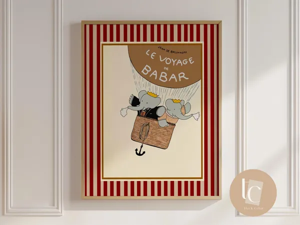 Babar The Elephant Le Voyage Nursery Art Print