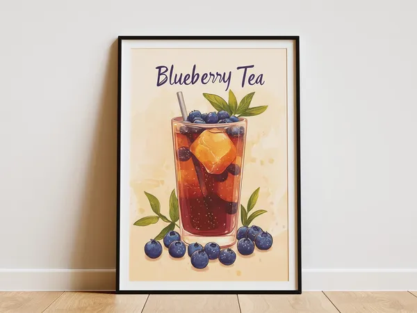 Blueberry Iced Tea Flat Illustration Art Print