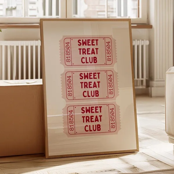 Sweet Treat Club Retro Ticket Stub Kitchen Poster