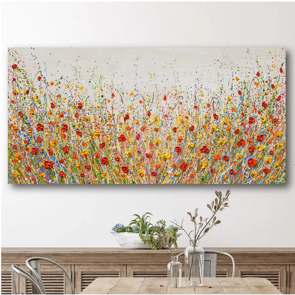 Wildflower Meadow Poppies, Abstract Floral Art Print
