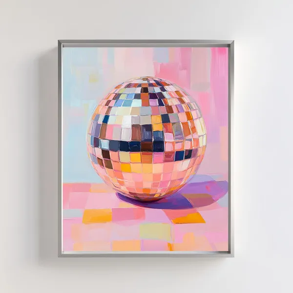 Disco Ball Retro 70s Decor, Poster Print