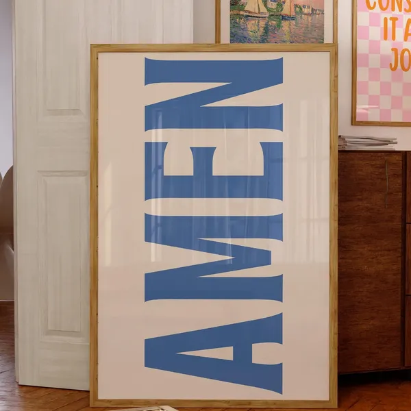 Amen Jesus Typography Retro Christian Poster