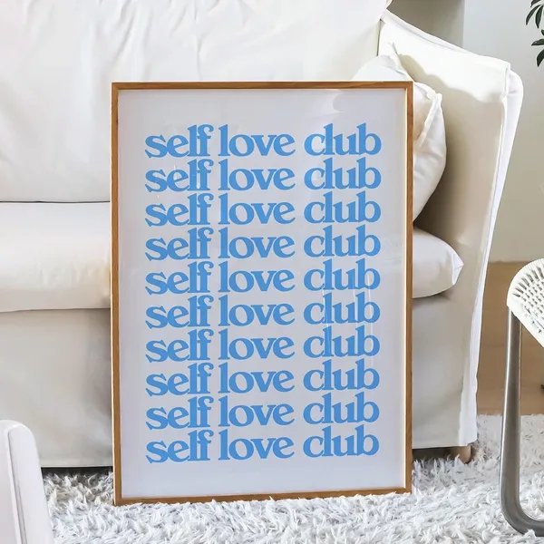 Self Love Club Blue Affirmation Poster, Girly Decor