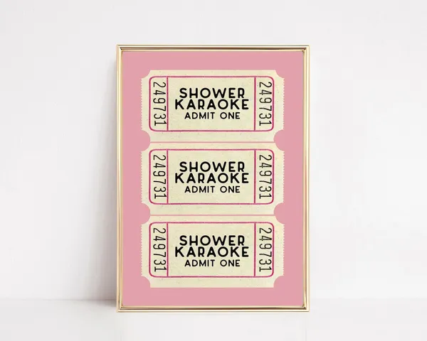 Shower Karaoke Retro Ticket Bathroom Wall Art Print