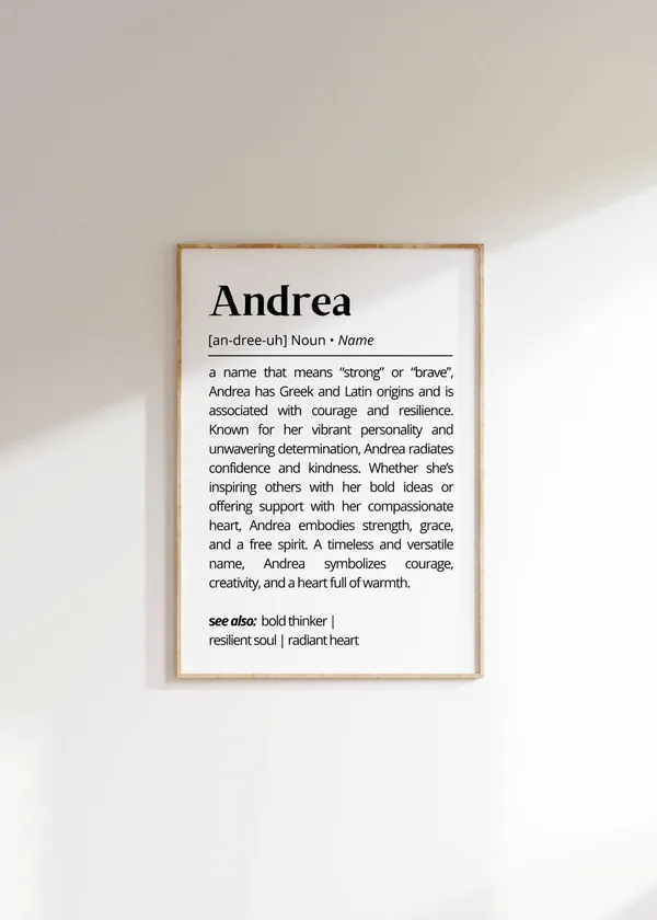 Andrea Name Definition Art Print, Personalized Typography