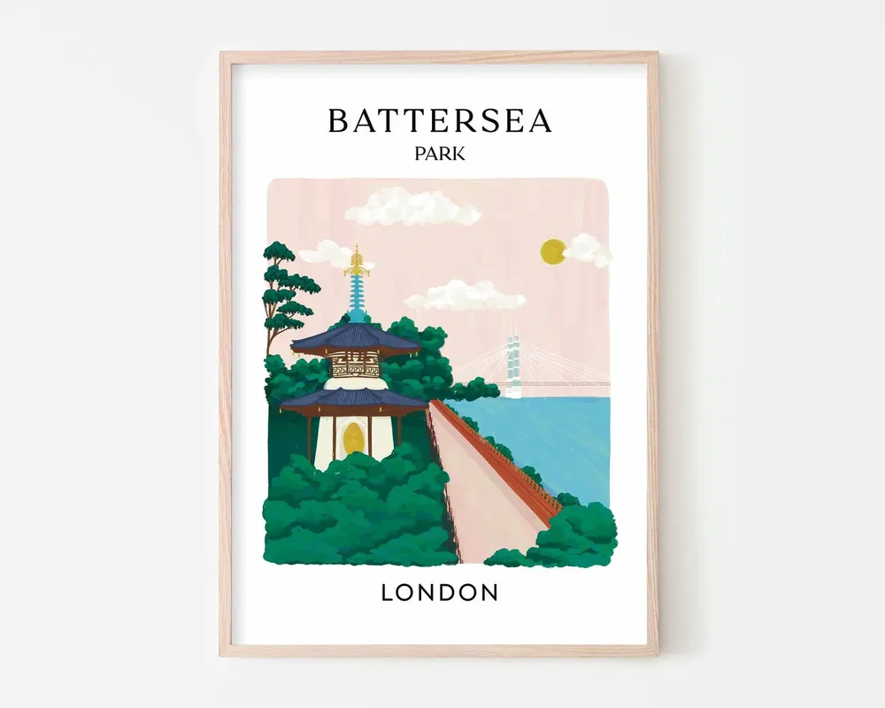Battersea Park, London Travel Poster