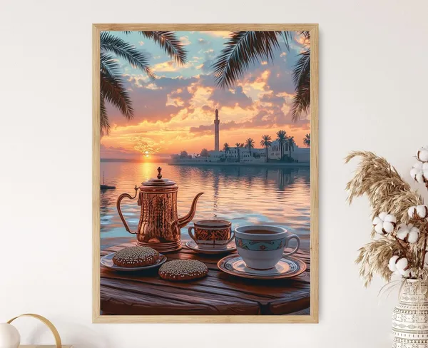 Coffee Set In Basra, Shatt Al Arab View Art Print