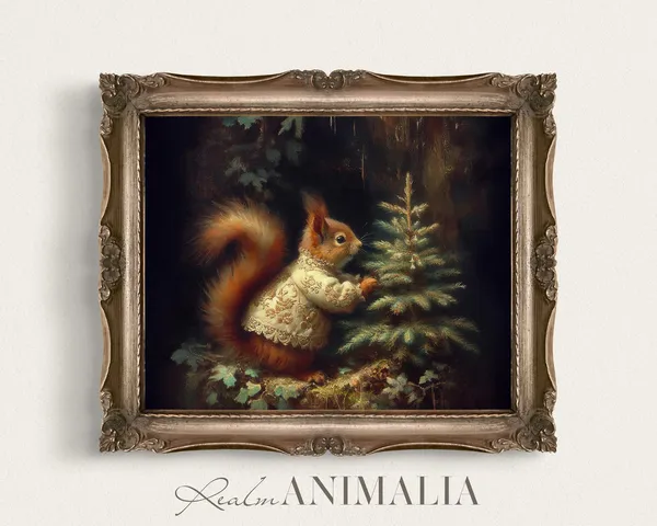 Christmas Squirrel Art Print, Whimsical Holiday Decor