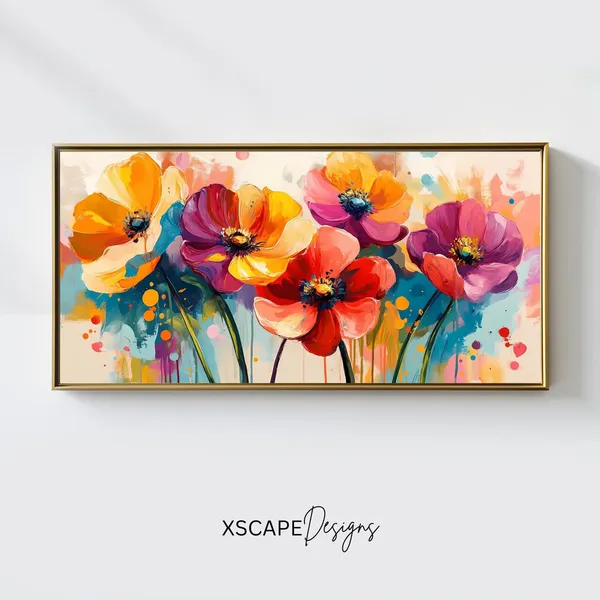 Vibrant Poppy Flowers, Bold Floral Wall Art Print