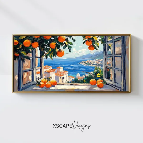 Mediterranean Window Art Print, Coastal View