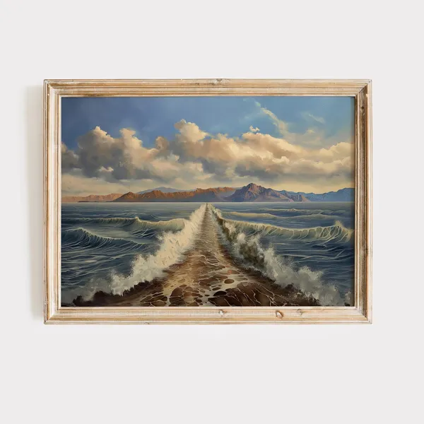 Moses Parting Red Sea Art Print, Scripture