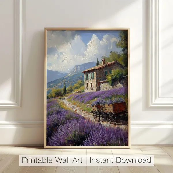 Lavender Field Art Print, Rustic Provence Landscape