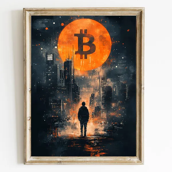 Bitcoin Crypto Poster, Modern Wall Art Print