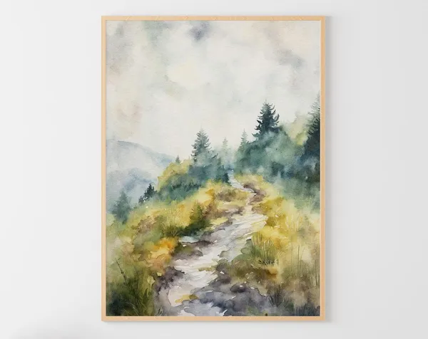 Appalachian Trail Watercolor Art Print, Blue Ridge