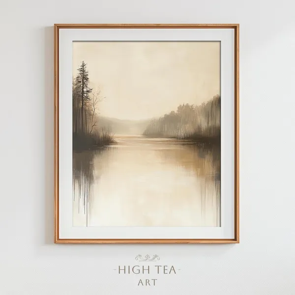 Minimalist Vintage Country Lakeside Art Print
