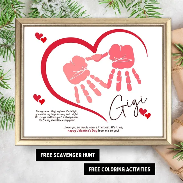 Gigi Handprint Poem Valentine's Day Heart Art Print