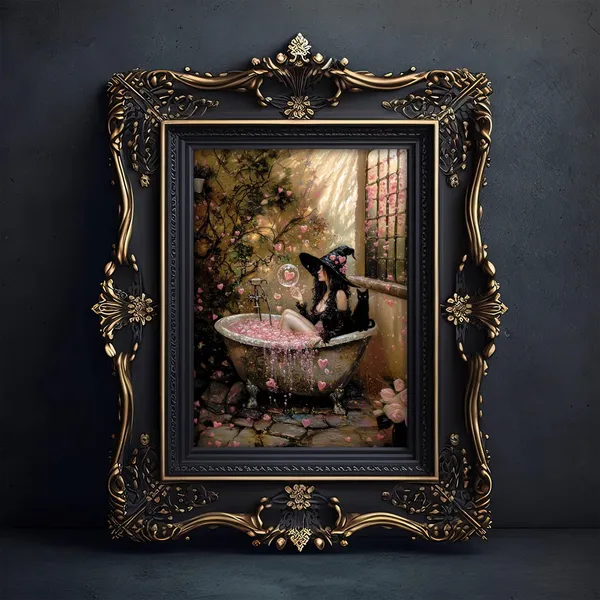 Love Witch Valentine Cat Lover Poster, Whimsigoth