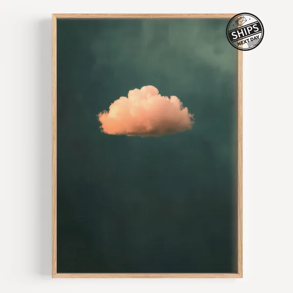 Dreamy Cloud Minimalist Art Print, Green Abstract