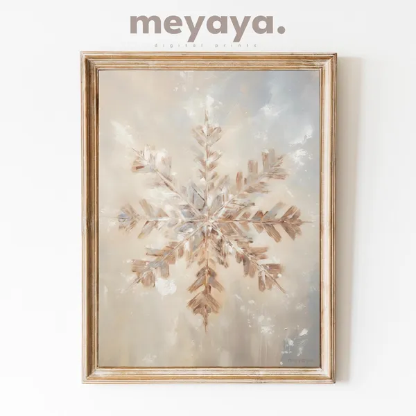 Snowflake Vintage Oil Painting Christmas Poster