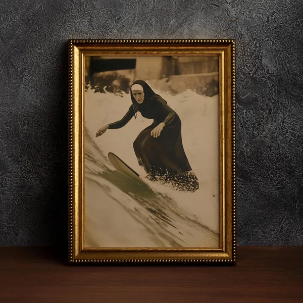 Surfing Nun Vintage Surf Art Print