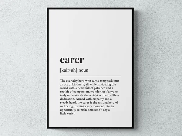 Carer Funny Definition Job Gift Typography Wall Print