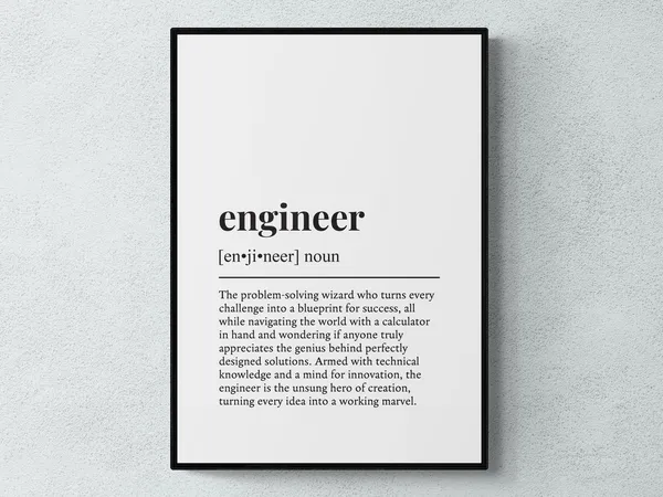 Engineer Funny Definition Typography Wall Art Print