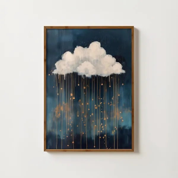 Moody Cloud Art Print, Vintage Dark Academia Night Sky