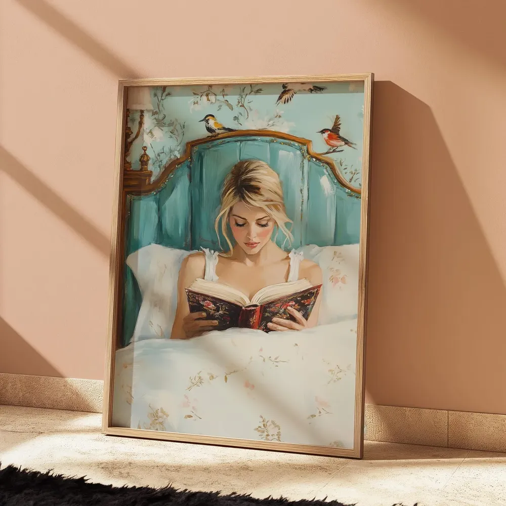 Woman Reading Vintage Gallery Wall Art Print - Image 3