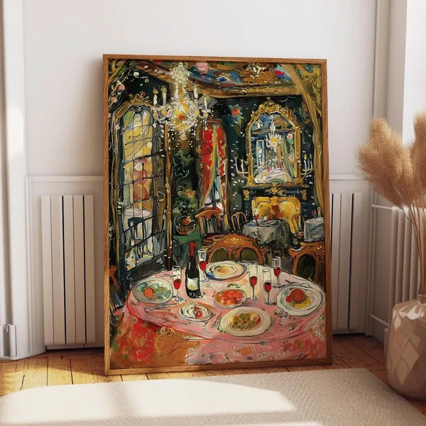 Fine Dining Artwork, Opulent Restaurant Art Print