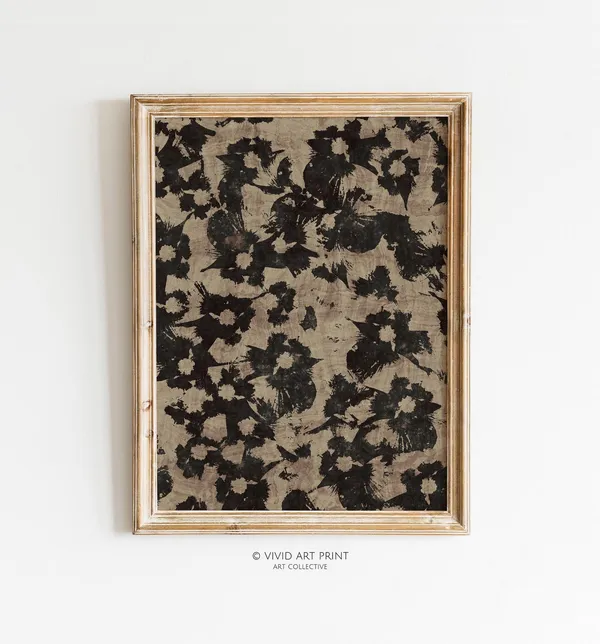 Neutral Abstract Floral Pattern Botanical Art Print